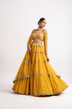 Load image into Gallery viewer, Yellow Multi Tier Multi Color Lehenga Set