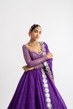 Load image into Gallery viewer, Purple Silk Organza Lehenga Set