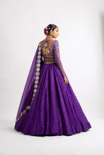 Load image into Gallery viewer, Purple Silk Organza Lehenga Set
