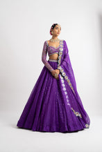 Load image into Gallery viewer, Purple Silk Organza Lehenga Set