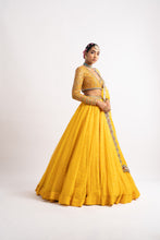 Load image into Gallery viewer, Yellow Silk Organza Lehenga Set