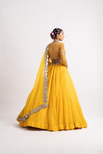 Load image into Gallery viewer, Yellow Silk Organza Lehenga Set