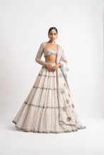 Load image into Gallery viewer, White Multi Tier Multi Color Lehenga Set