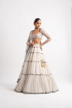 Load image into Gallery viewer, White Multi Tier Multi Color Lehenga Set