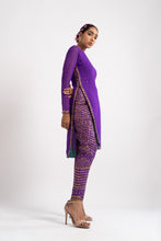 Load image into Gallery viewer, Purple Round Neck Multi Geo Pant Kurta Set