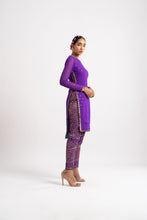 Load image into Gallery viewer, Purple Round Neck Multi Geo Pant Kurta Set