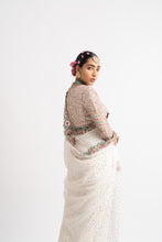 Load image into Gallery viewer, White Hand Cut Mirror Border Saree Set