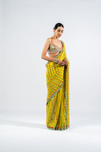 Load image into Gallery viewer, MOSS GREEN MIRROR SAREE WITH METALLIC BLOUSE