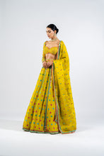 Load image into Gallery viewer, MOSS GREEN FLOWER LEHENGA SET