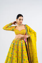 Load image into Gallery viewer, MOSS GREEN FLOWER LEHENGA SET