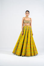 Load image into Gallery viewer, MOSS GREEN FLOWER LEHENGA SET WITH METALLIC BLOUSE