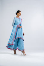 Load image into Gallery viewer, ICE BLUE ASYMMETRICAL KURTA SET WITH DUPATTA