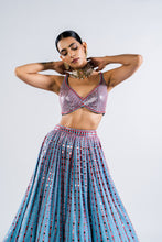 Load image into Gallery viewer, ICE BLUE MIRROR SEAM LEHENGA SET