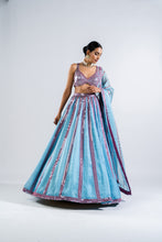 Load image into Gallery viewer, ICE BLUE MIRROR SEAM LEHENGA SET