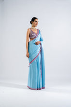 Load image into Gallery viewer, ICE BLUE SATIN CHIFFON SAREE SET