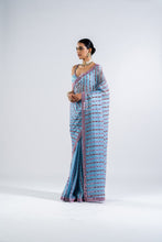 Load image into Gallery viewer, ICE BLUE HEAVY MIRROR WORK SAREE SET.