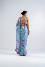 Load image into Gallery viewer, ICE BLUE HEAVY MIRROR WORK SAREE SET.