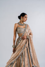 Load image into Gallery viewer, BEIGE MIRROR SEAM LEHENGA WITH MIRROR BLOUSE