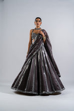 Load image into Gallery viewer, CHARCOAL GREY MIRROR SEAM LEHENGA WITH MIRROR BLOUSE.