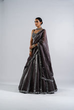Load image into Gallery viewer, CHARCOAL GREY MIRROR SEAM LEHENGA WITH MIRROR BLOUSE.
