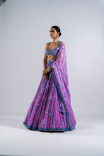 Load image into Gallery viewer, MAUVE LINEAR DROP LEHENGA WITH METALLIC BLOUSE