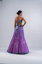 Load image into Gallery viewer, MAUVE LINEAR DROP LEHENGA WITH METALLIC BLOUSE