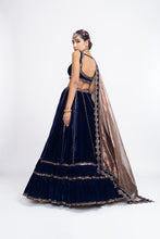 Load image into Gallery viewer, Navy blue double tier lehnga set