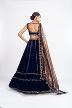 Load image into Gallery viewer, Navy blue double tier lehnga set