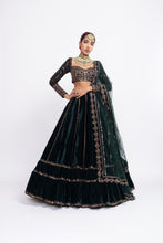 Load image into Gallery viewer, Deep green double tier lehnga set