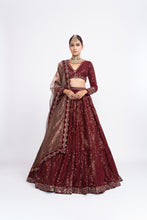 Load image into Gallery viewer, Maroon dense dot lehenga set