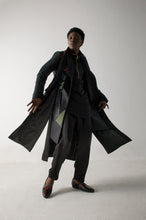 Load image into Gallery viewer, Black long overcoat with Loose Weave Sleeves