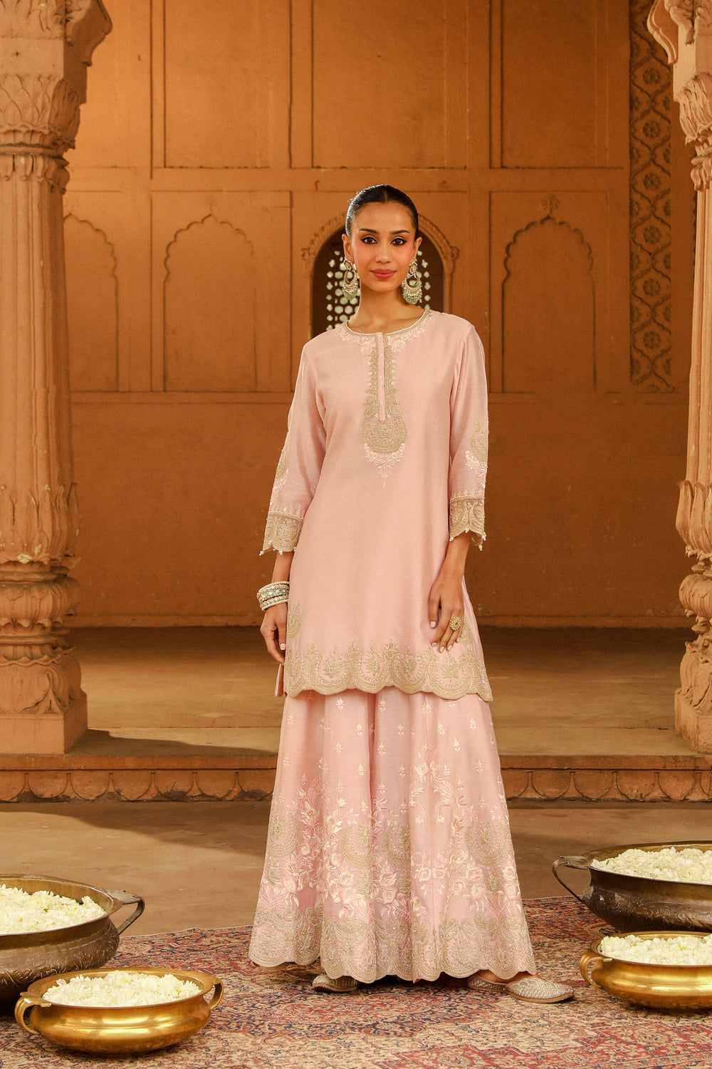 Short kurta with sharara and dupatta