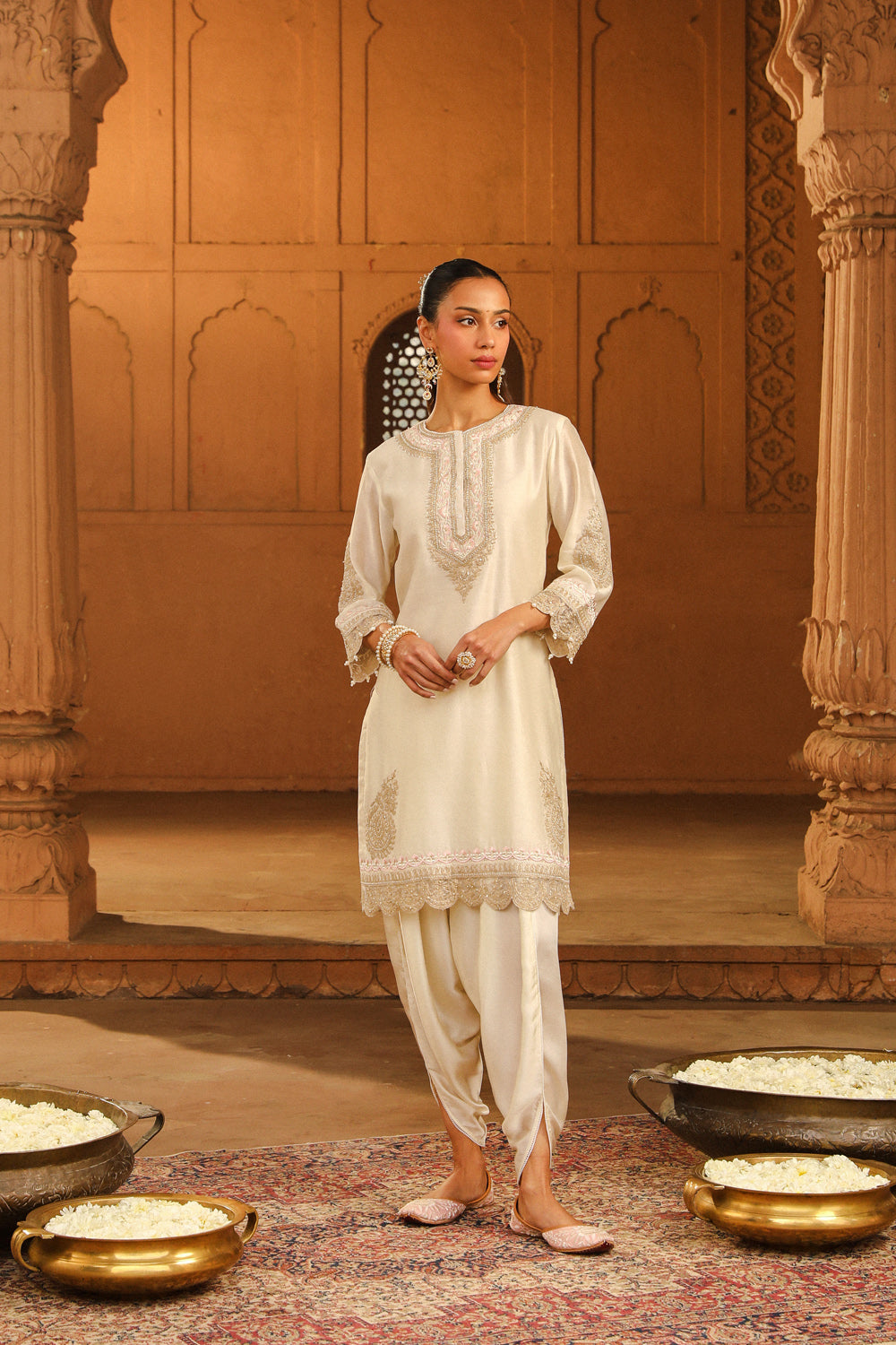 Short kurta with dhoti
