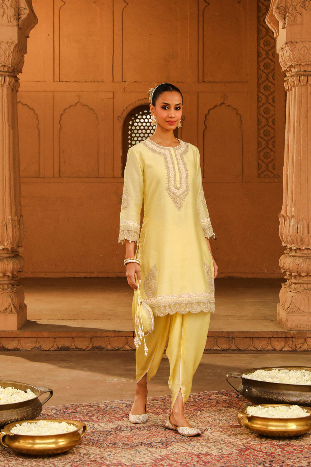 Short kurta with dhoti