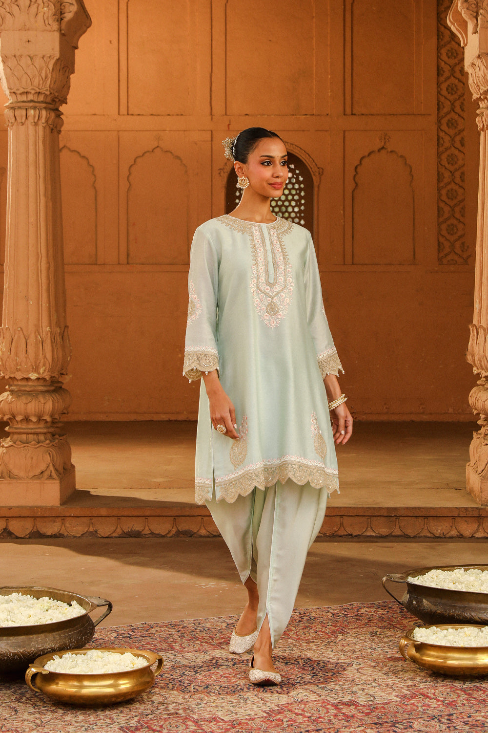 Short kurta with dhoti