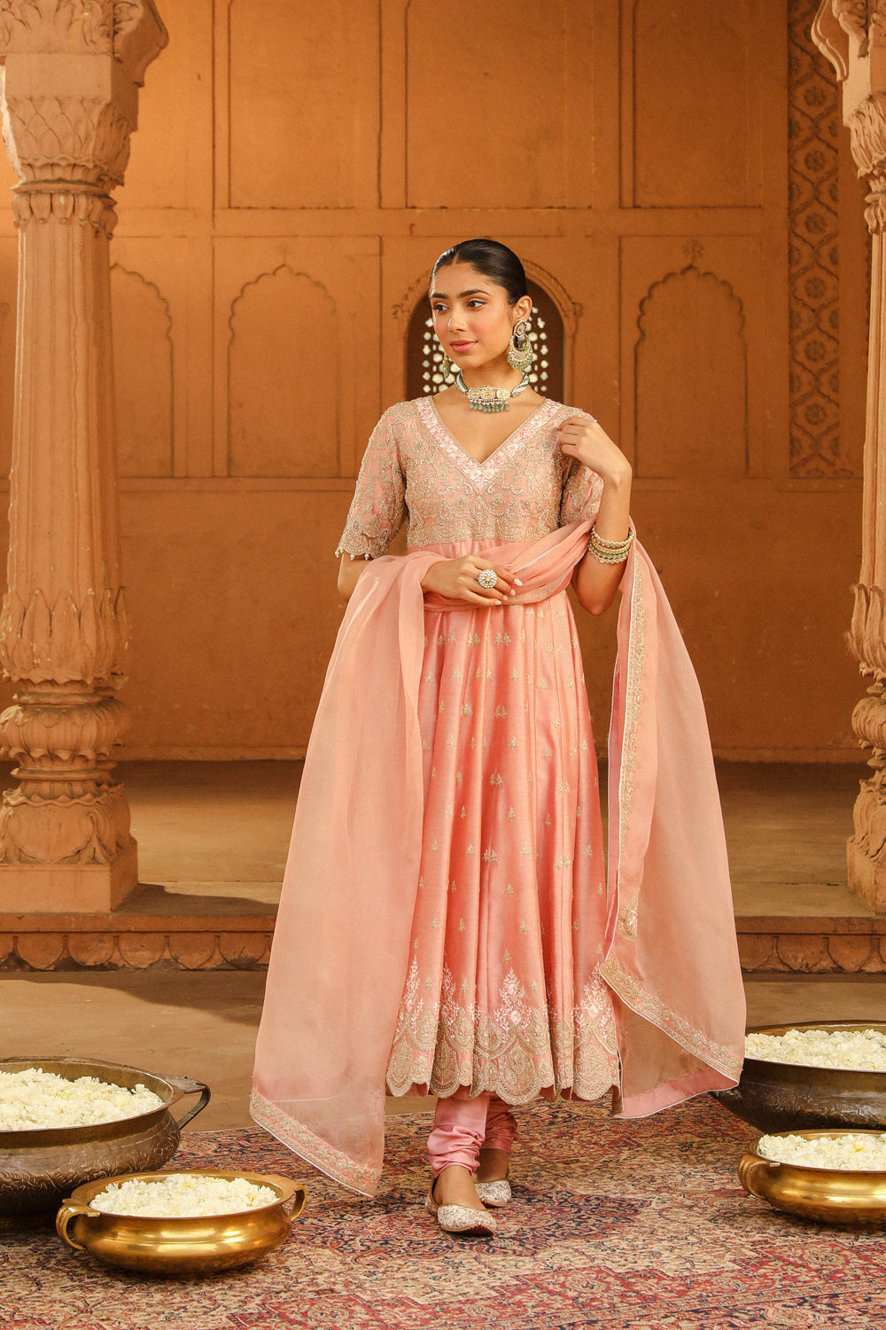 Long Anarkali with chooridaar and dupatta
