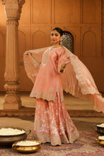 Load image into Gallery viewer, Short kurta with sharara and dupatta
