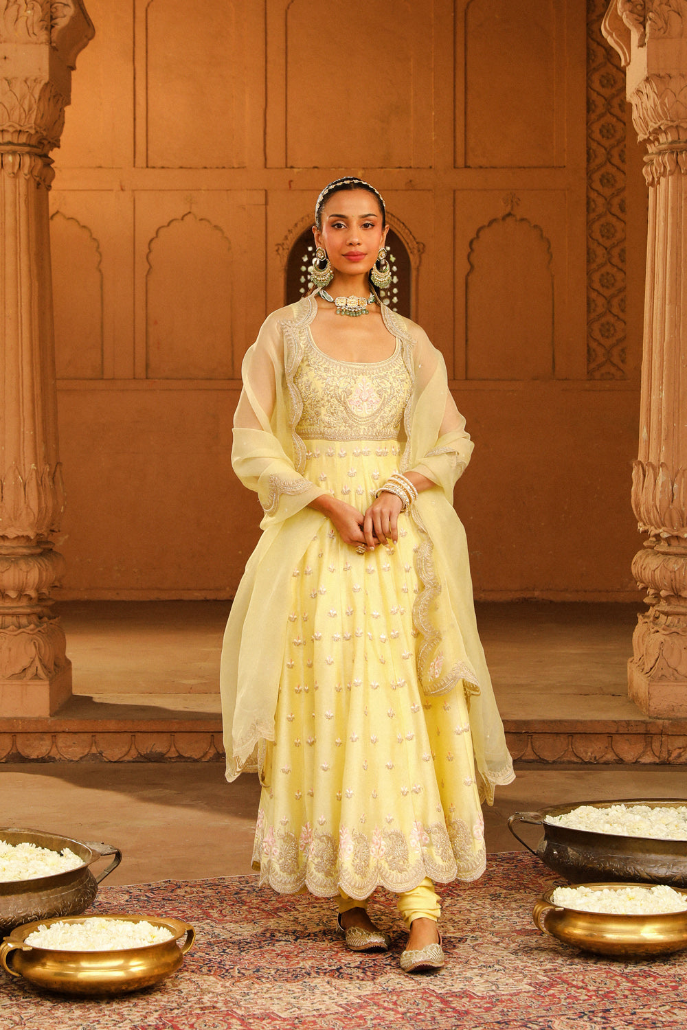 Long Anarkali with chooridaar and dupatta