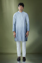 Load image into Gallery viewer, Powder Blue Ombre High-Neck Embroidered Kurta Set
