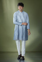 Load image into Gallery viewer, Powder Blue Ombre High-Neck Embroidered Kurta Set
