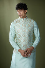 Load image into Gallery viewer, Sea Green Embroidered Kurta-Jacket Set
