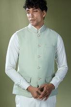 Load image into Gallery viewer, Pista Green Stitch Jacket-Shirt-Pant Set
