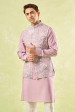 Load image into Gallery viewer, Mauve Embroidered Kurta-Bundi Set
