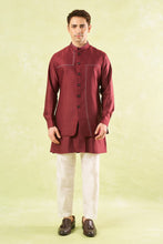 Load image into Gallery viewer, Maroon Running Stitch Kurta-Bundi Set

