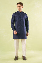 Load image into Gallery viewer, Navy Blue Running Stitch Kurta-Bundi Set
