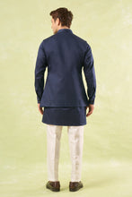 Load image into Gallery viewer, Navy Blue Running Stitch Kurta-Bundi Set
