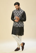 Load image into Gallery viewer, Black Embroidered Kurta-Jacket Set
