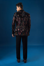 Load image into Gallery viewer, Coal Velour Bandhgala Set
