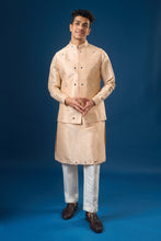 Load image into Gallery viewer, Peach Mirror Embroidered Kurta-Bundi Set

