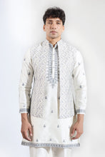 Load image into Gallery viewer, Off White Embroidered Kurta-Jacket Set
